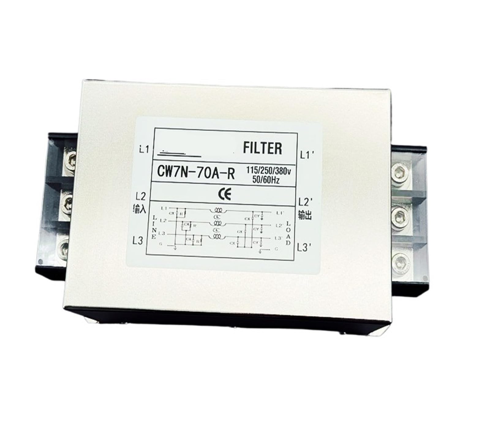 CAAUYXZW Power Filter Three-Phase 380V Anti-Interference 60A 150A 120A 100A Terminal Block 200A high Current(Cw7n-70a-r)