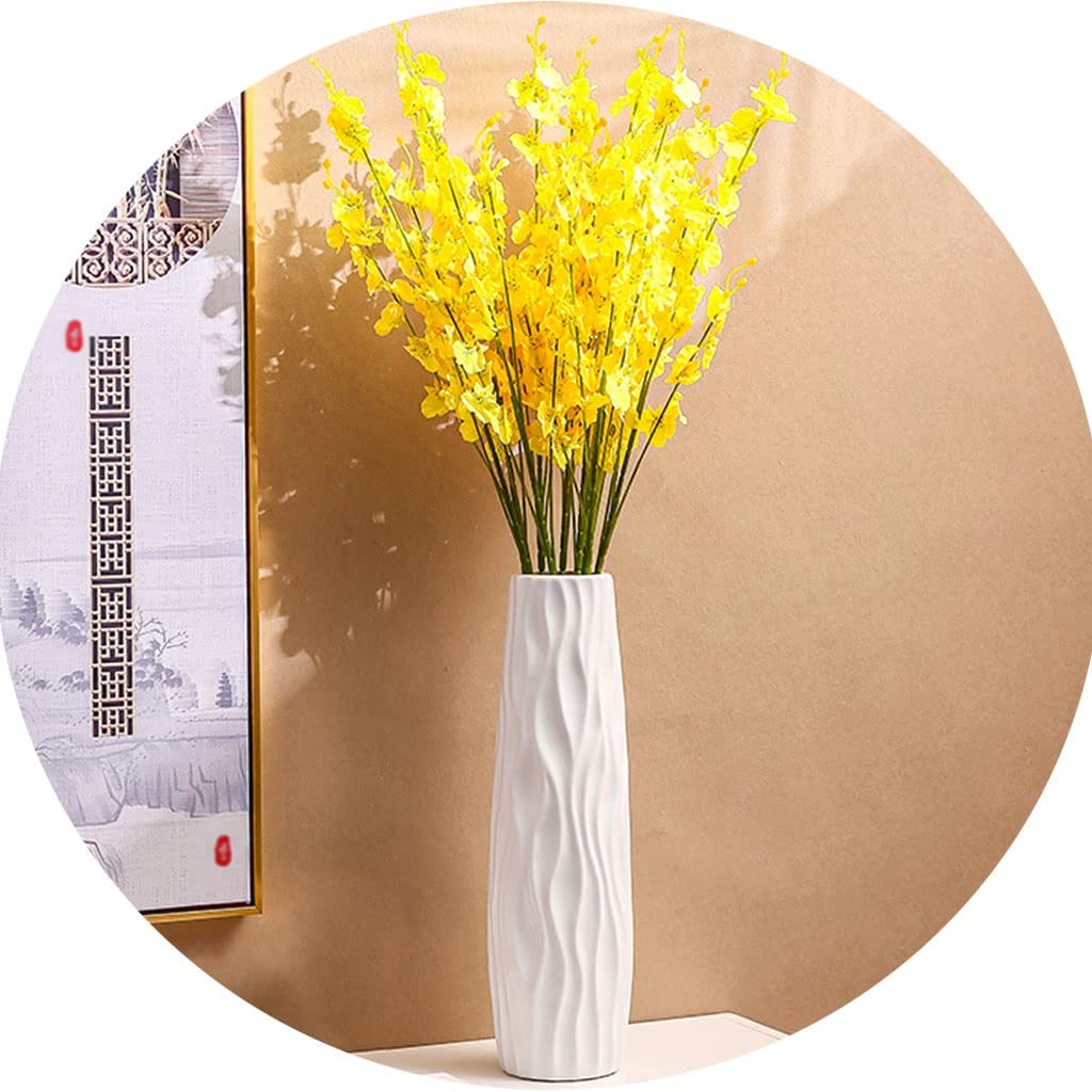 asdchZen 17.7 In Large Floor Vase, White Ceramic Vases, Sophisticated Vessel For Decorative Branches And Dried Flowers,White,13X45Cm