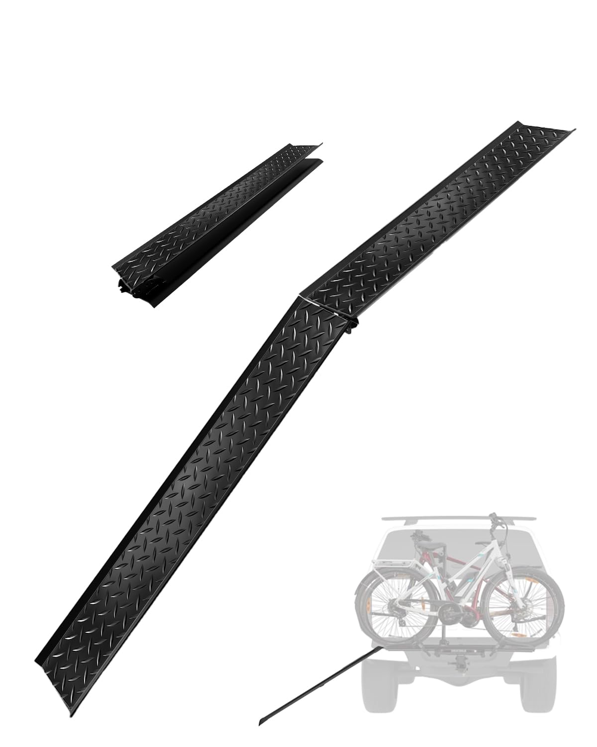 Heavy Duty Bike Rack Loading Ramp Compatible with Various Car-Mounted Bike, Foldable E-Bike Ramp Suitable for Mountain Bikes, Road Bikes and Mopeds