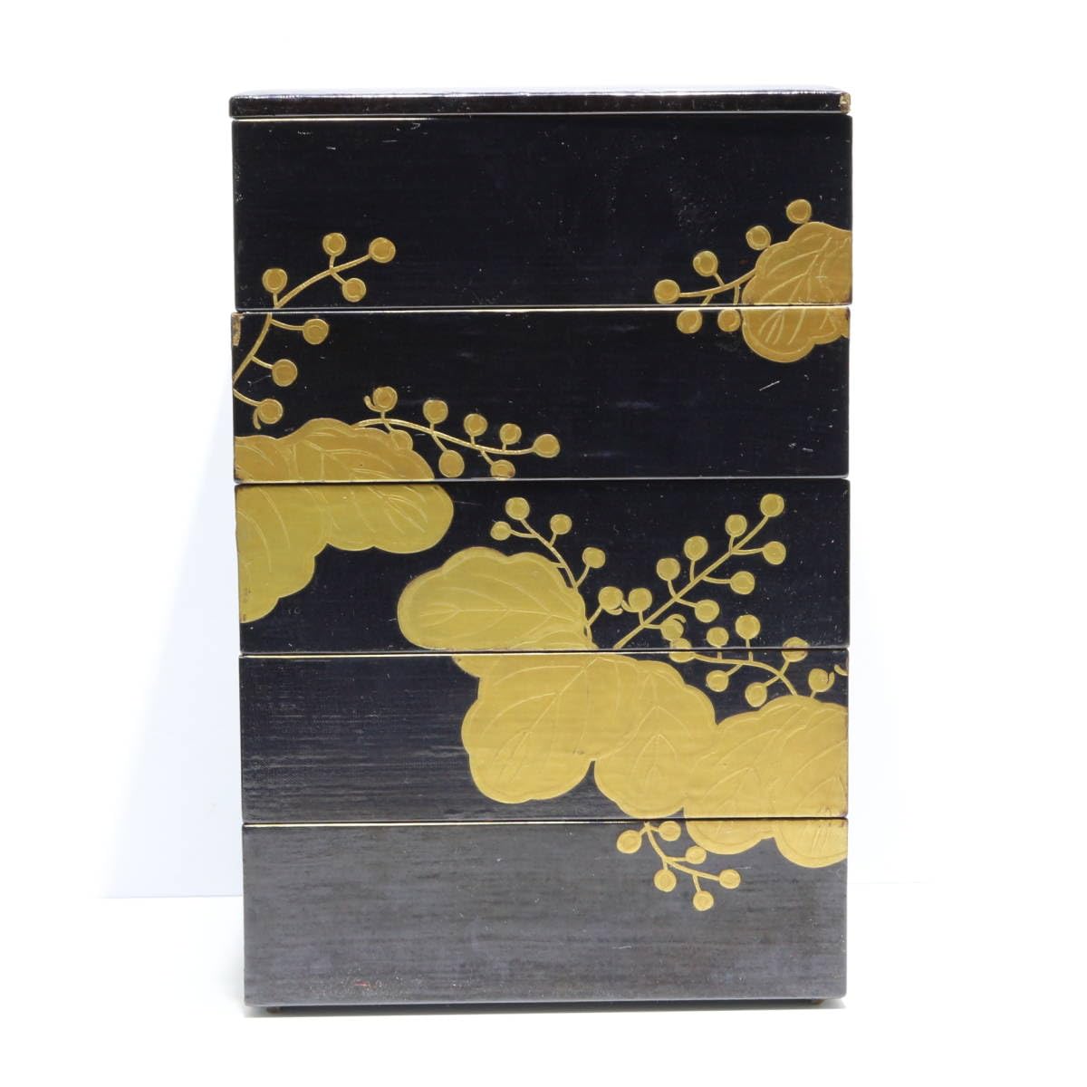 Amazon.co.jp: 五段重箱漆塗蒔絵漆器花草文二枚蓋漆工芸菓子器木製作家