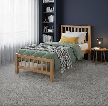 Reinforced Beds BANHAM BED – Solid Wooden Bed Frame, Heavy Duty Rubberwood, Shaker Style Design, 28mm Thick Slats (Oak, Single)
