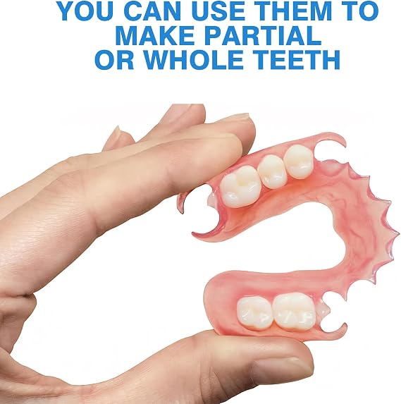 Denture Repair Kit, Soft Dentures False Teeth, Dentures Clip in Veneers Teeth Set DIY Resin Denture Kit for Repair Missing Teeth
