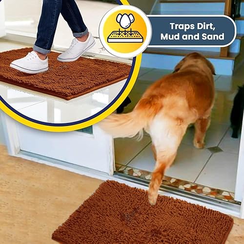 Vista 80 de Muddy Mat® - Tapete de microfibra superabsorbente para mascotas, antideslizante y lavable, de felpilla, secado rápido, para entrada