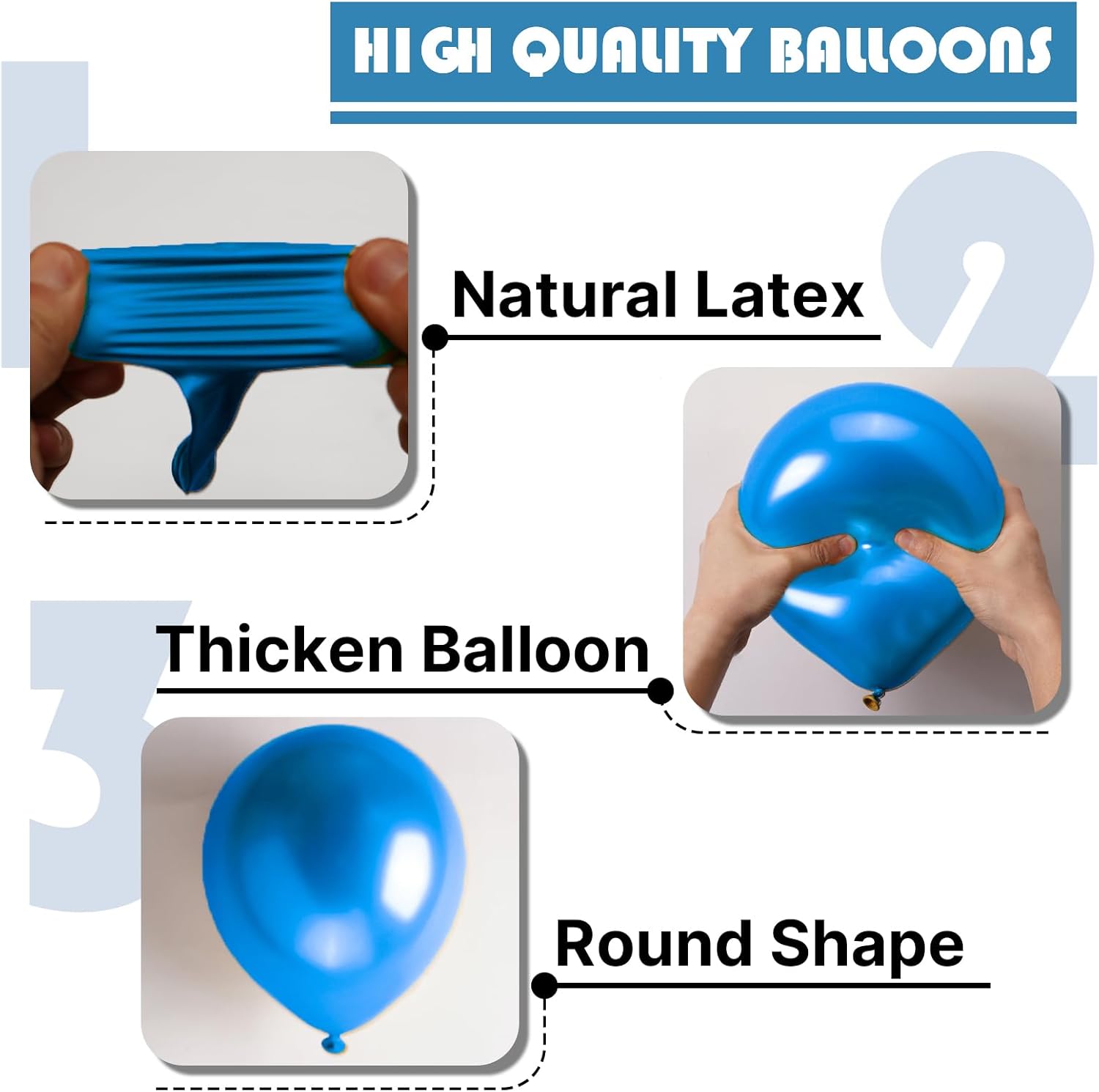 PartyWoo Metallic Blue Balloons 140pcs Different Sizes of 18 12 10 5 Inch Chrome Blue Latex Balloons for Graduation Wedding Baby Shower Wedding Bachelorette Birthday Party Decorations Blue-G106 - Image 7