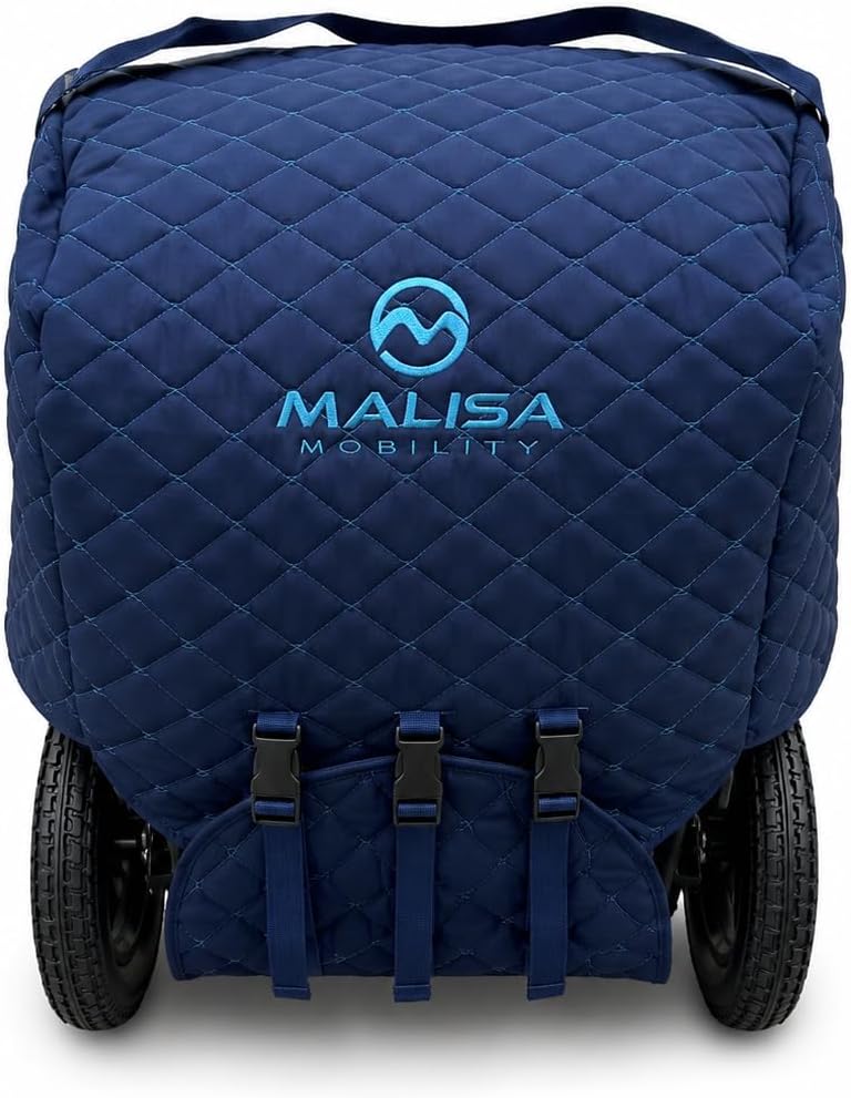MALISA Padded Folding Wheelchair Travel Bag – Heavy Duty Waterproof Carry Case for Folding Mobility Scooters & Wheelchairs – Suitcase-Style Rolling Mode (Large)