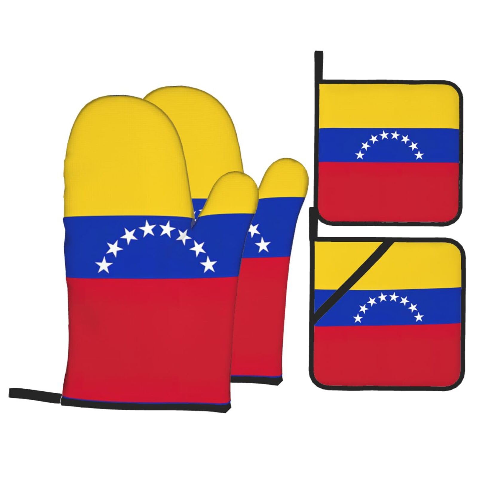 Flag of Venezuela Print Oven Microwaving Waterproof Kitchen Gloves for Baking Grilling Holiday Cooking