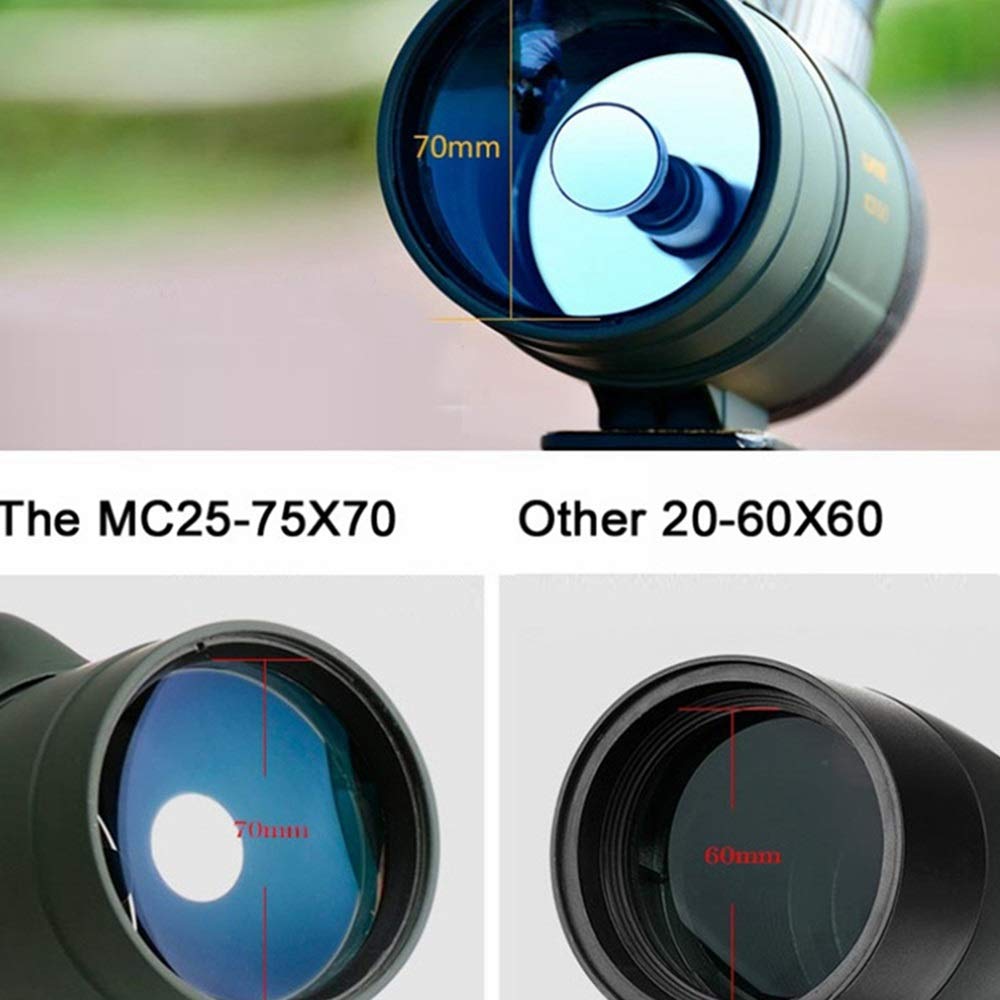 Cannocchiale portatile monoculare 25-75x70 per/birdwatching Cannocchiale impermeabile per esterni Telescopio BAK4 con treppiede