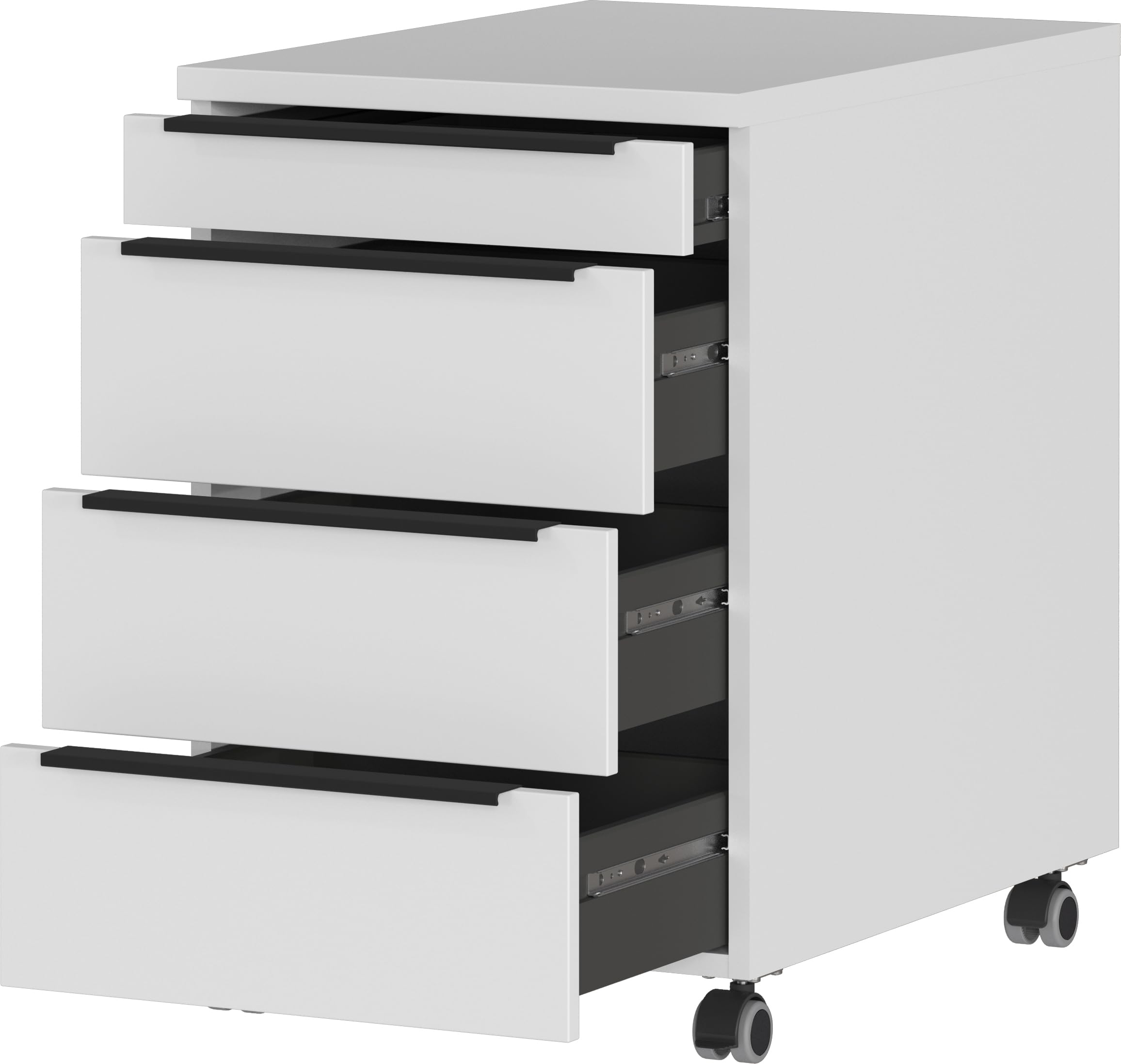 Germania Rollcontainer 4377-69, in Lichtgrau, mit Utensilienfach, 42 x 63 x 60 cm (BxHxT)