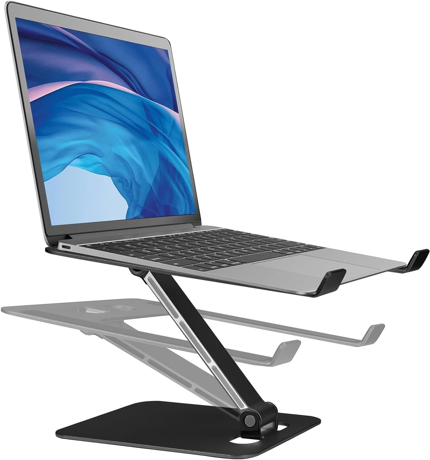 BREEZENEST Foldable Desk Laptop Stand Vertical, Adjustable Ergonomic Aluminium Vertical Laptop Holder with Ventilation, Space Saving Foldable Computer Stand for 10-16 Inch Laptops (Black)