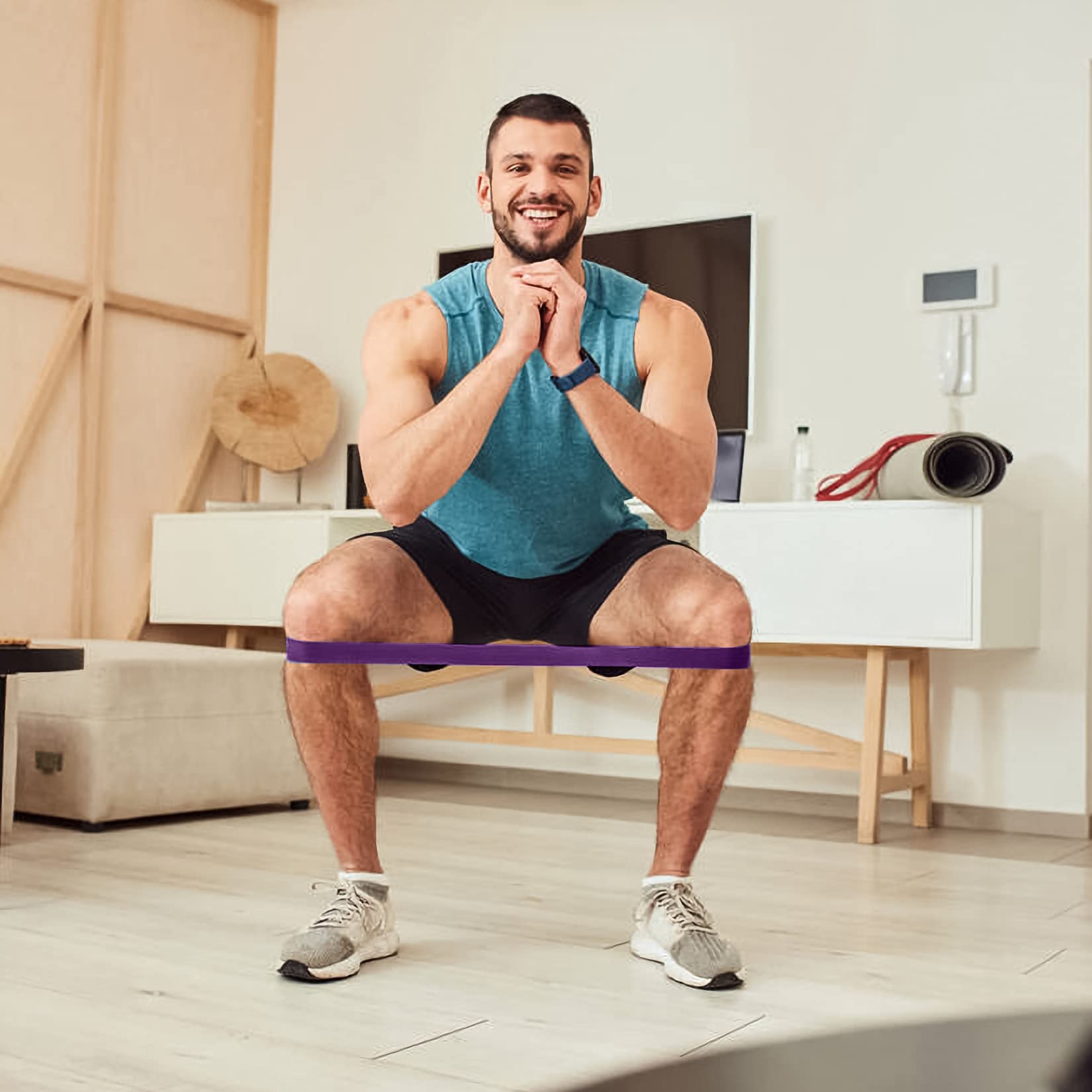 Bande de Résistance Élastique Fitness 5 Pièces avec 5 Niveaux pour Pilates Yoga Sport