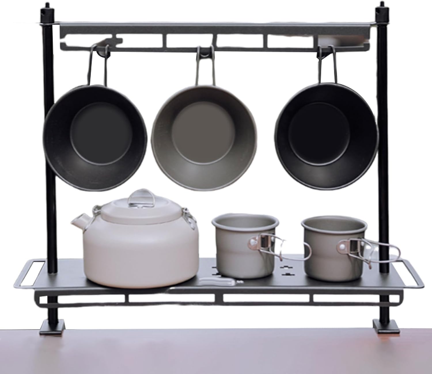 Storage Rack Camping Table - 600g Foldable Desktop Shelf, Lightweight Lantern Stand, Compact Outdoor Table Organizer | durabless Metal Frame For Lanterns Cooking Supplies Gear Organization