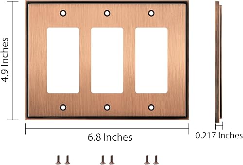 Miniatura 3 de Placa decorativa de pared suave y moderna para interruptor (decorador triple, cobre antiguo)