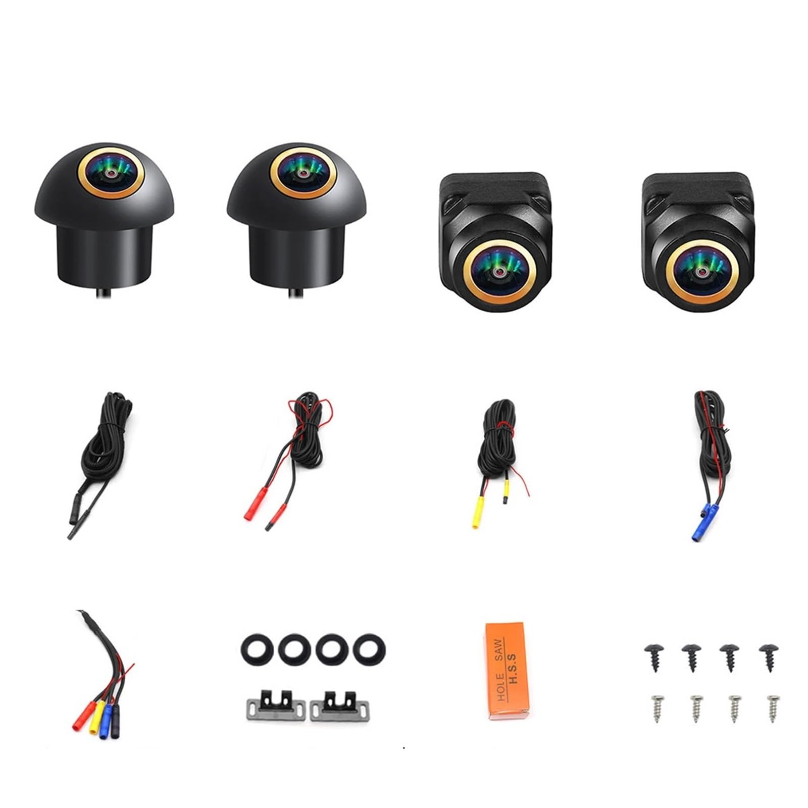 360-Grad-Fahrzeugkamera-Rundumsicht 1080P Rechts- + Links- + Vorne- + Rückansicht Autokamerasystem Für Android-Player Rückfahrkameras Rückfahrkamera Set