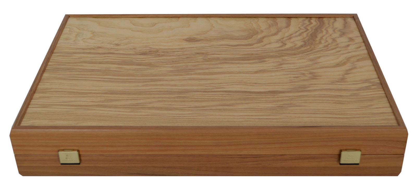 Manopoulos - Jeu de Backgammon en Bois d'Olive - Fabriqué à la Main en Grèce - Pions en Bois d'Olive - Pour 6 Joueurs à partir de 6 Ans