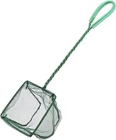 Pawfly 4 Inch Aquarium Fish Net - Square Fine Mesh, Braided Metal Handle for Safe Catching Small Fish, Shrimp & Tank Cleaning