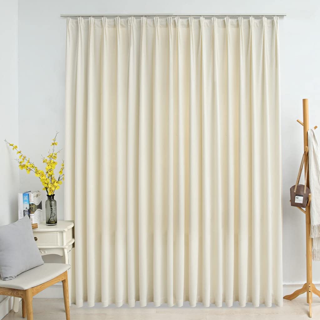 Cortina opaca con ganchos de terciopelo crema, 290 x 245 cm, para salón, dormitorio, decoración moderna, opaca, para oficina, elegante, de terciopelo, para proteger la privacidad
