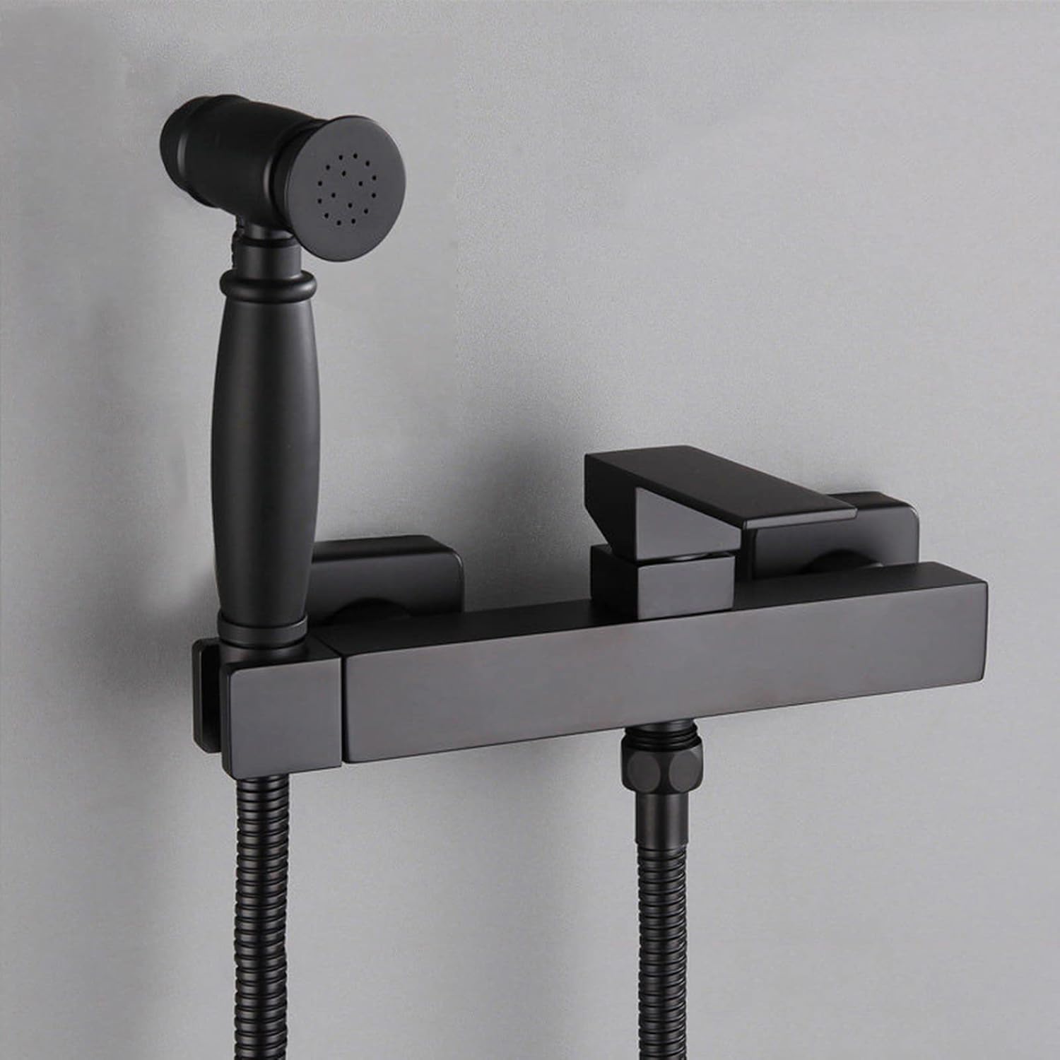 Toilet Shower Spray Mixer Set Black Multifunction Wall Mounted Bidet Attachment Faucet Sprayer Kit for Toilet Button Hand Held Sprayer Toilet Attachment,Spring Hose,B (Shower Hose B)