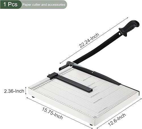 Miniatura 2 de YOKIVE Cortador de papel B4 apilado, cortador de papel de 12 hojas de metal, mango ergonómico, ideal para el hogar, oficina, uso diario (blanco,