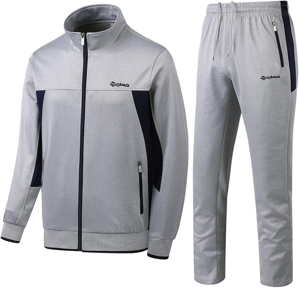 PUMPITU Men's Casual Athletic Tracksuit Long Sleeve Sweatsuit Set Full Zip Running Jacket and Pants 2 Piece Outfits