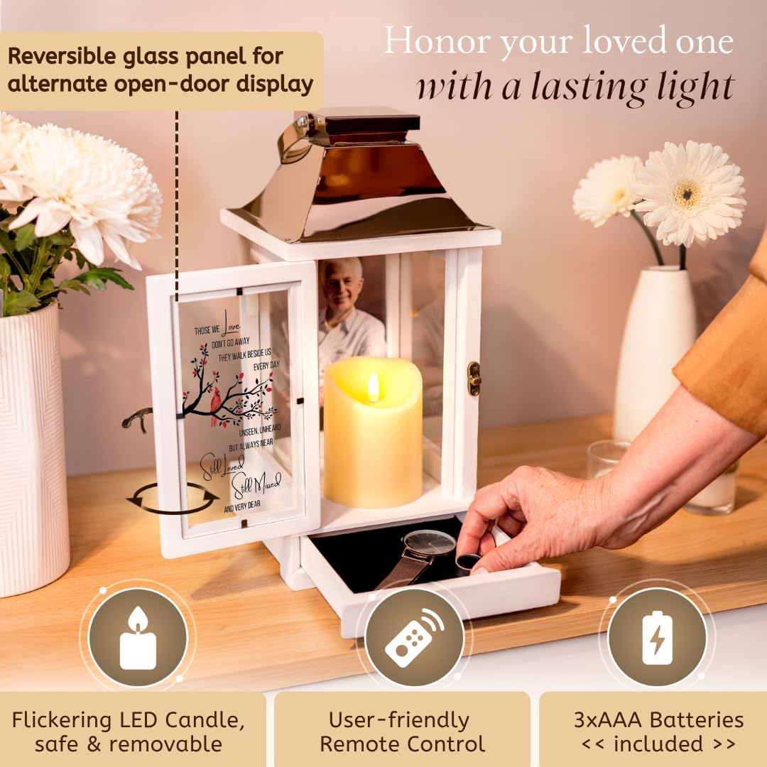 Memorial Gifts for Loss of Dad or Husband | Bereavement Gift with Photo Frame & Keepsake Drawer | LED Candle with Timer, Securely Packaged in a Ready-to-Gift Box by STILLWIND (Those We Love/Copper) - Image 6