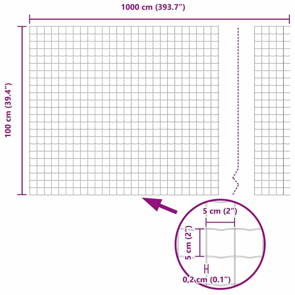 Ogrodzenie euro, zielone, 1 x 10 m, żelazo powlekane PCW, wytrzymałe ogrodzenie ogrodowe do ogrodu i na taras, bariera dla zwierząt, łatwy montaż bez kopania