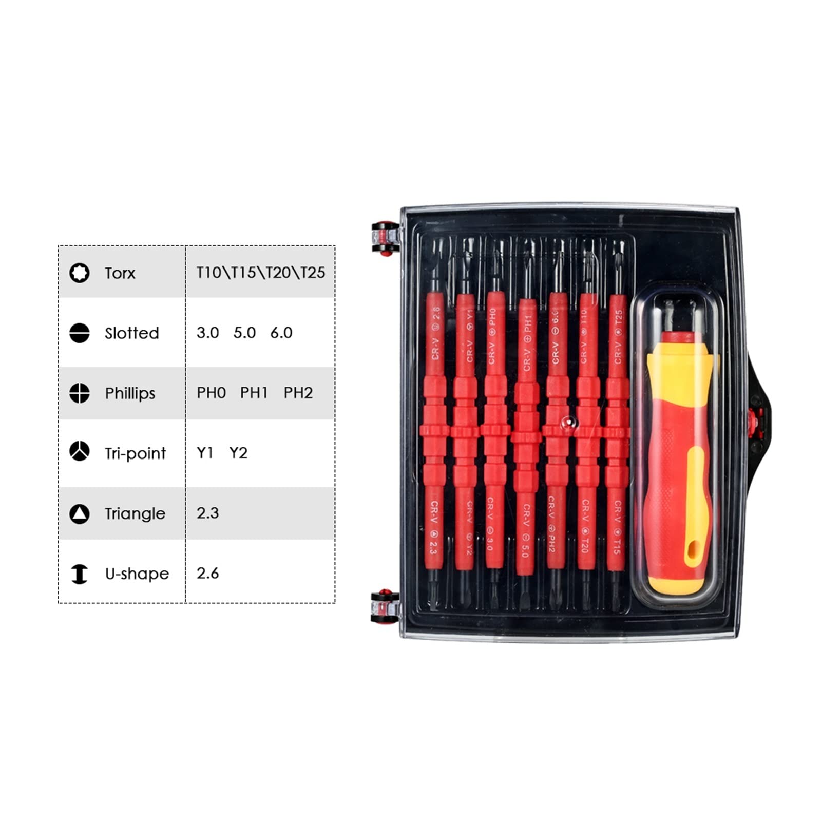 Juego de Destornilladores aislados Intercambiables 7 en 1 de 1000 V con Puntas Phillips y ranuradas magnéticas, Kit de Herramientas de reparación para electricistas.
