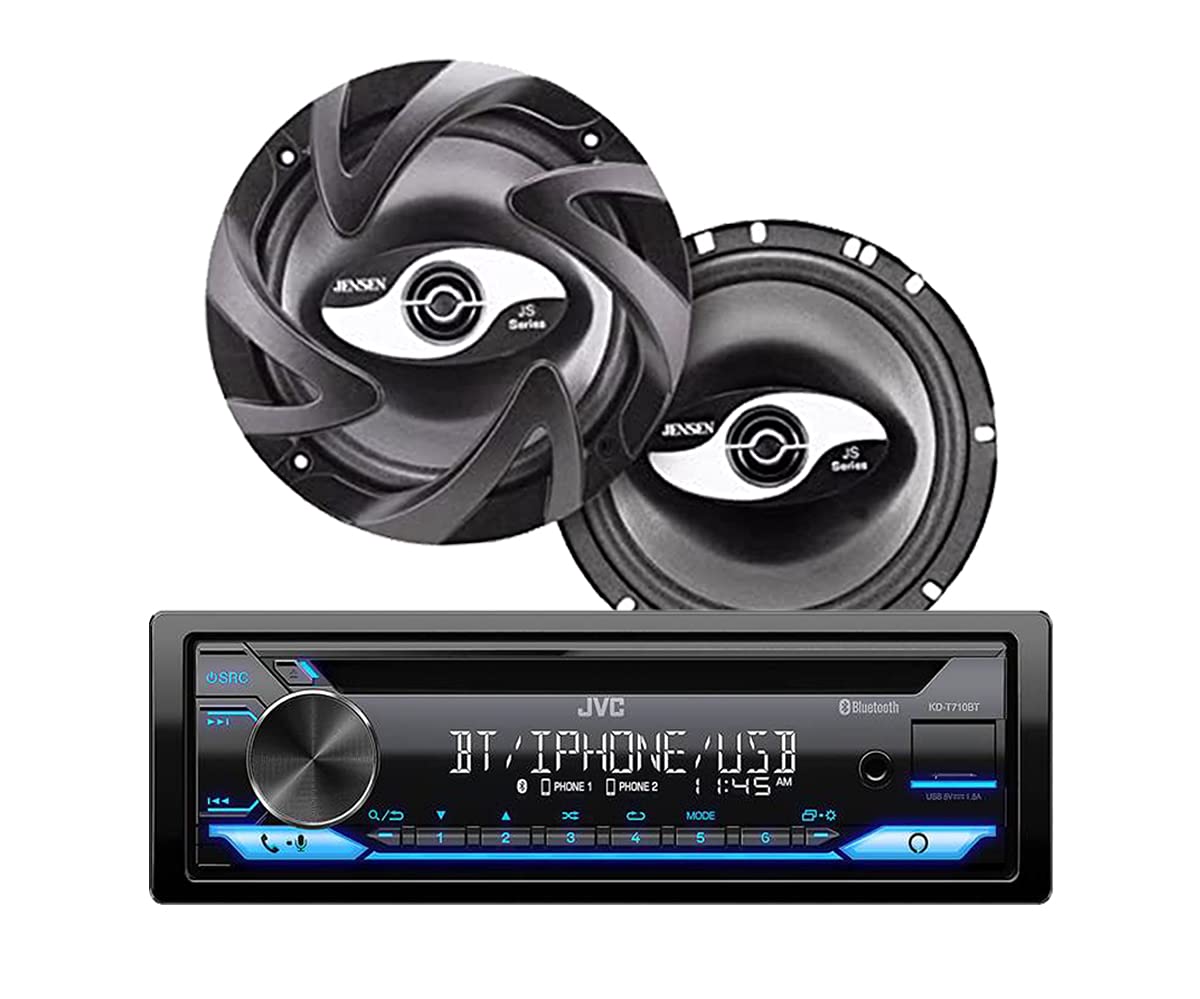 JVC KD-T710BT CD Receiver Bundled with + (1) Pair JS265 2-Way Coaxial Car Speakers