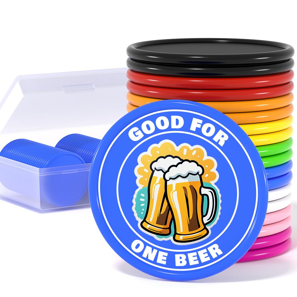 200 Custom Poker Chips, Custom Drink Tokens Personalized Own Logo, Image and Text, Double Sided Full Color Printing Custom Drink Chips for Bar, Business Cards, Company Logo and Promotions (Blue)