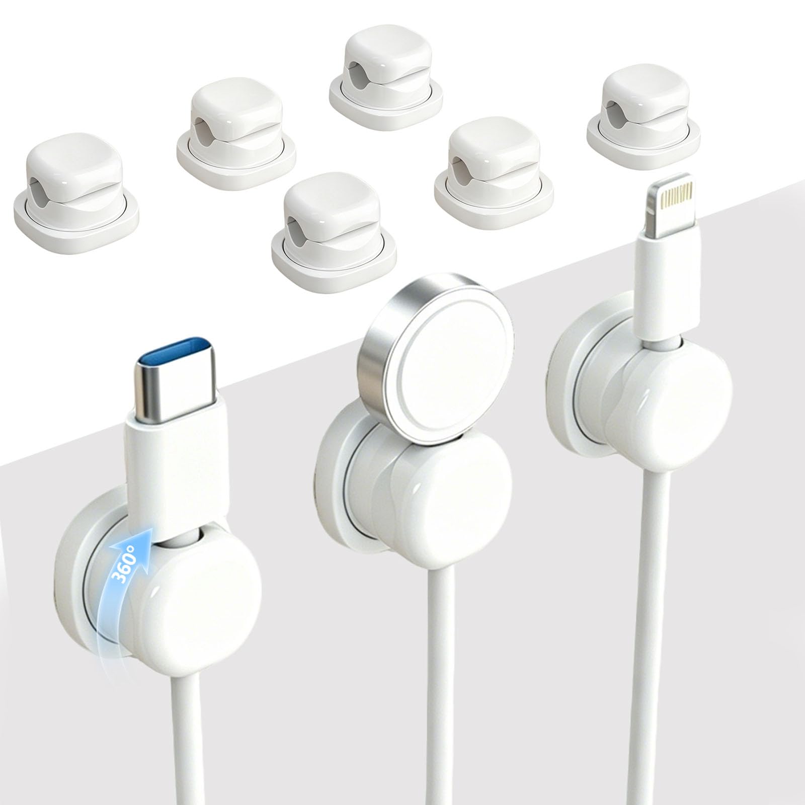 9 Pack 360°Rotatable Cable Clips Holder, Self Adhesive Wire Holder