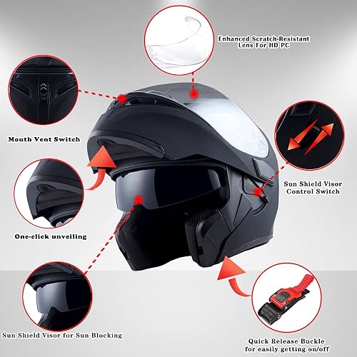 Miniatura 46 de 1Storm Motorcycle Modular Full Face Helmet Flip up Dual Visor Sun Shield: HB89 Arrow Pink Arrow Pink,Arrow Blue,Arrow Green,Arrow Orange,Arrow