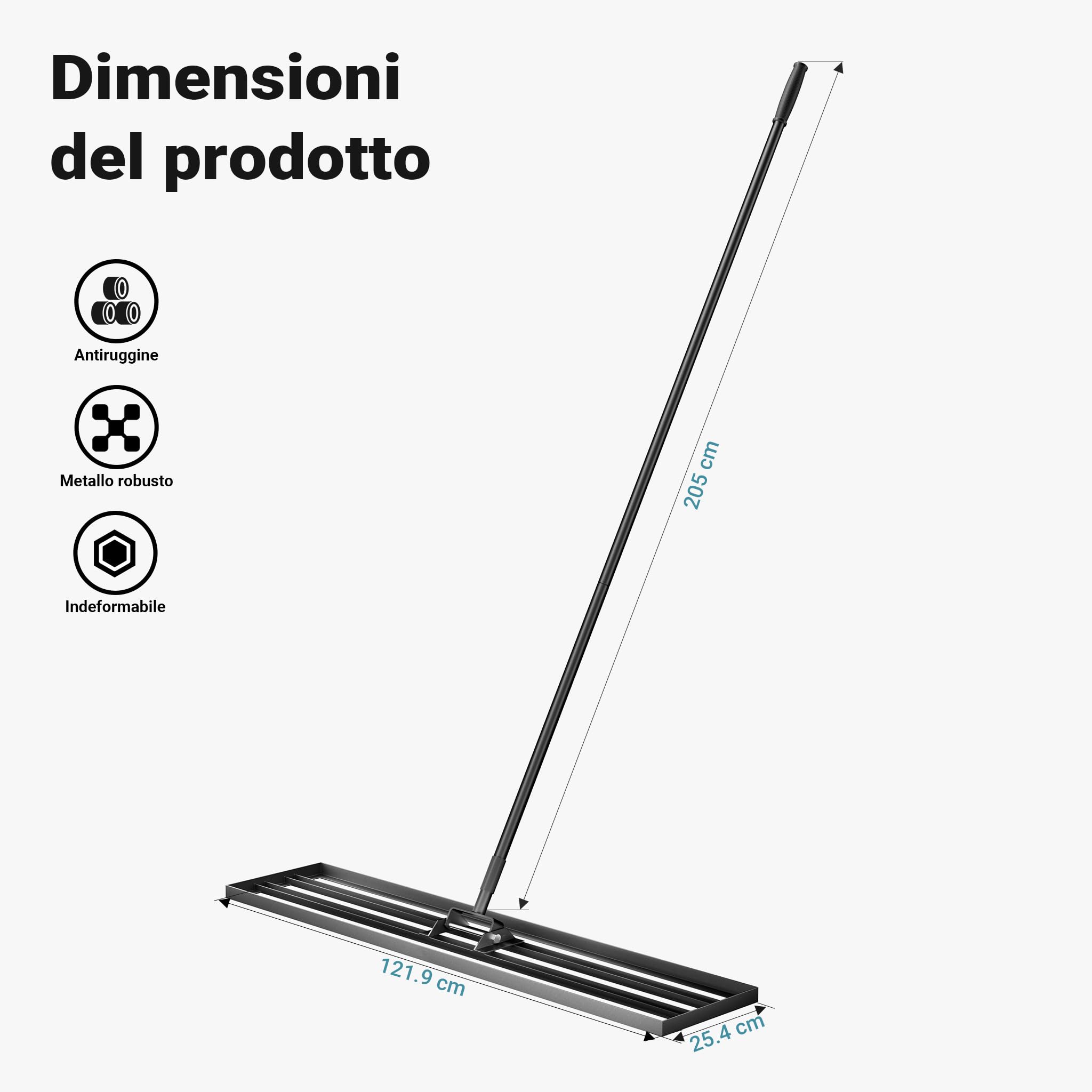 Wiltec Rastrello livellatore in alluminio 120 x 25 cm, per livellamento e sabbiatura di terreni prati