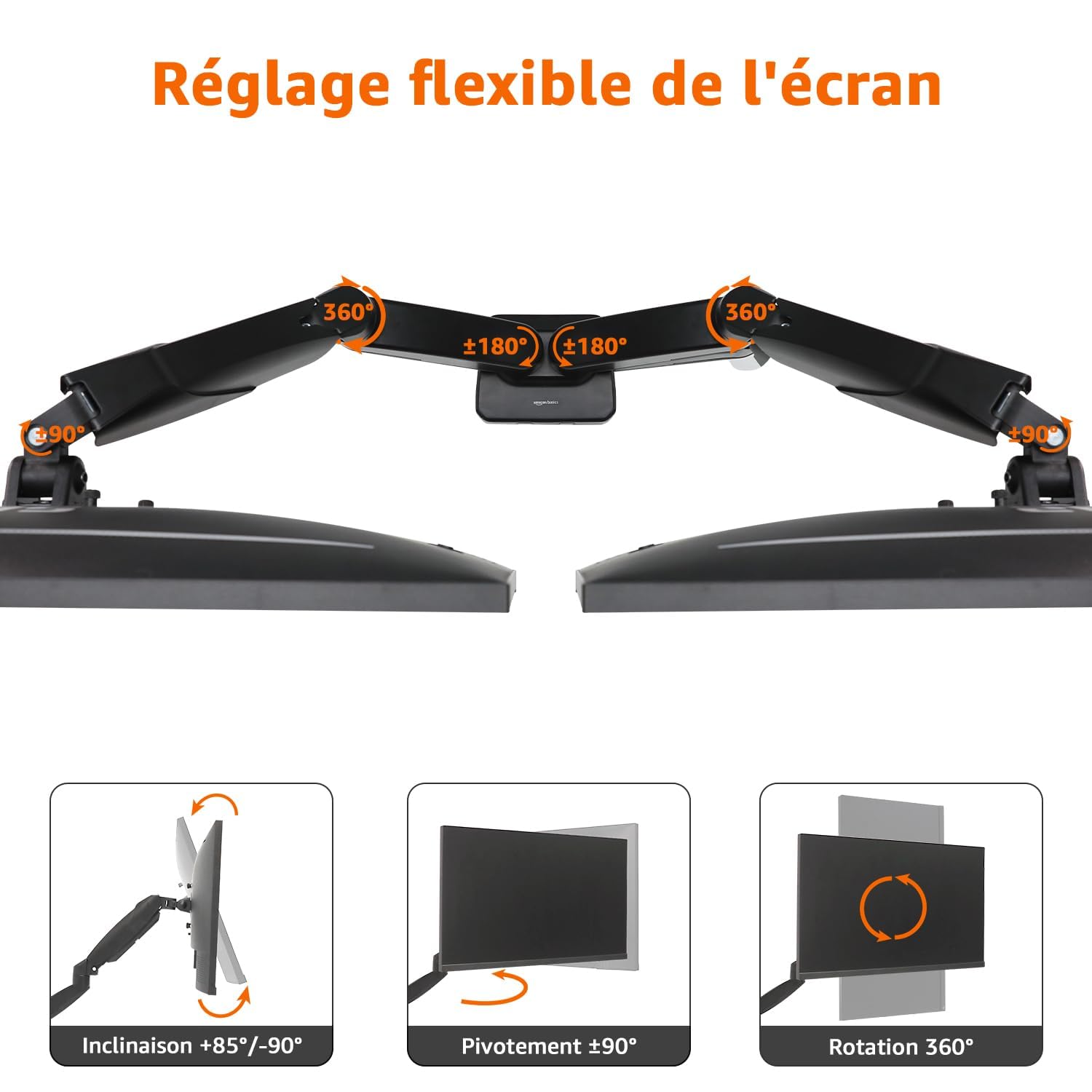 NF44 - Support de table orientable quadruple pour 4 écrans PC