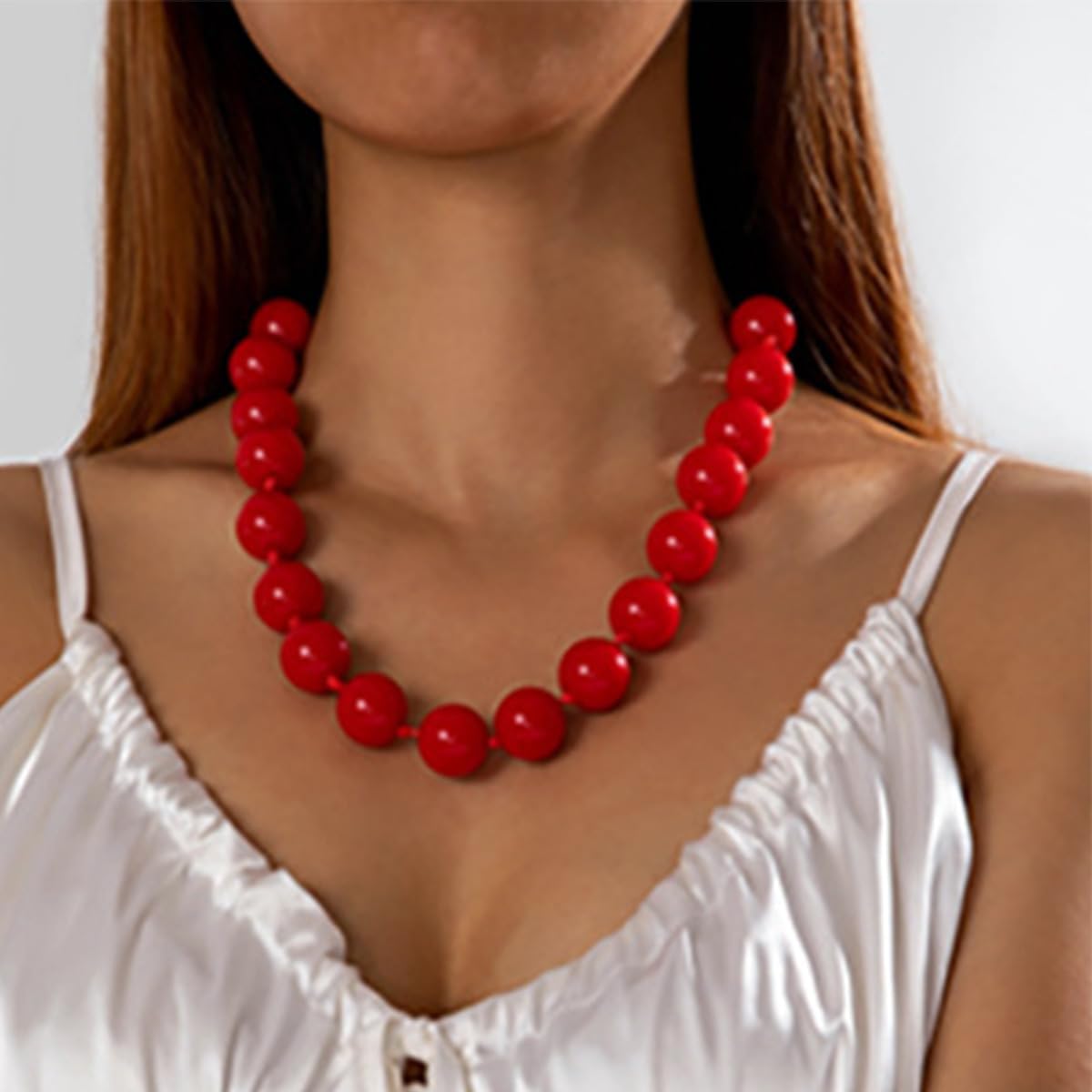 Chunky Beaded Necklace for Women Large Beads Chunky Beaded Necklace Vintage Boho Jewelry - Image 2