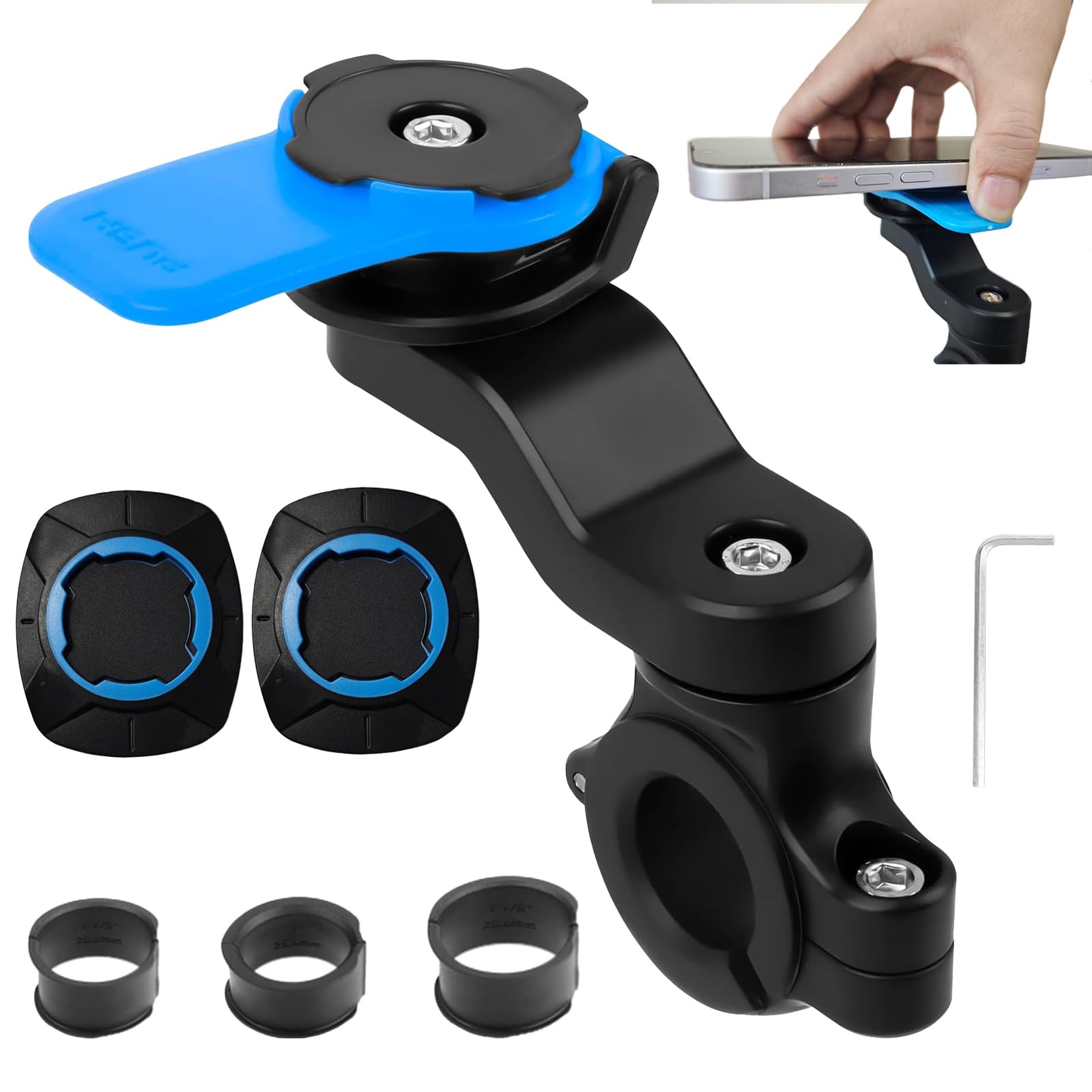 Blu Supporto Manubrio per Moto, Porta Cellulare Bici Universale Supporto per Bicicletta E Moto, Staccabile & Universale Ruotabile A 360, per Tapis Roulant, Carrello Della Spesa, Bicicletta Manubrio