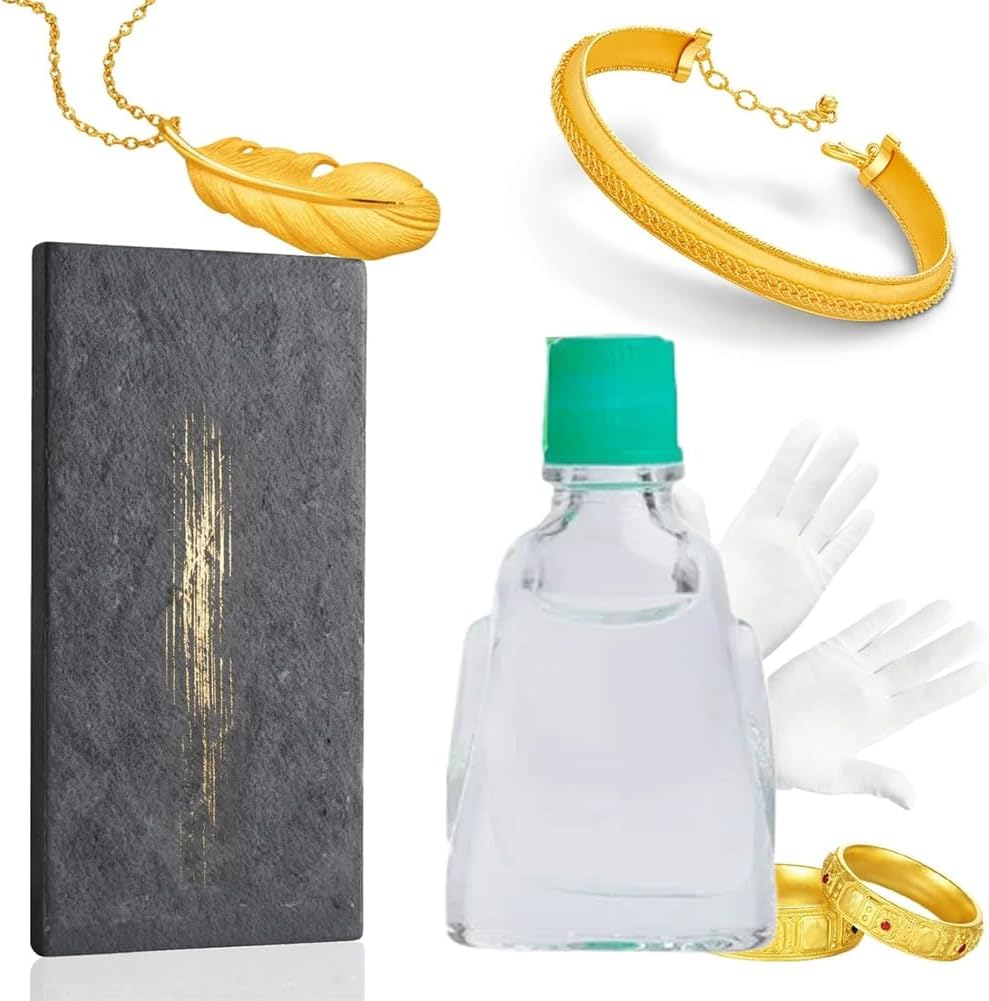 Gold Testing Kit 10k 14k 18k 22k 24K with 10g Solutions, Gold Test Stone for Silver Precious Metal Tester Detection