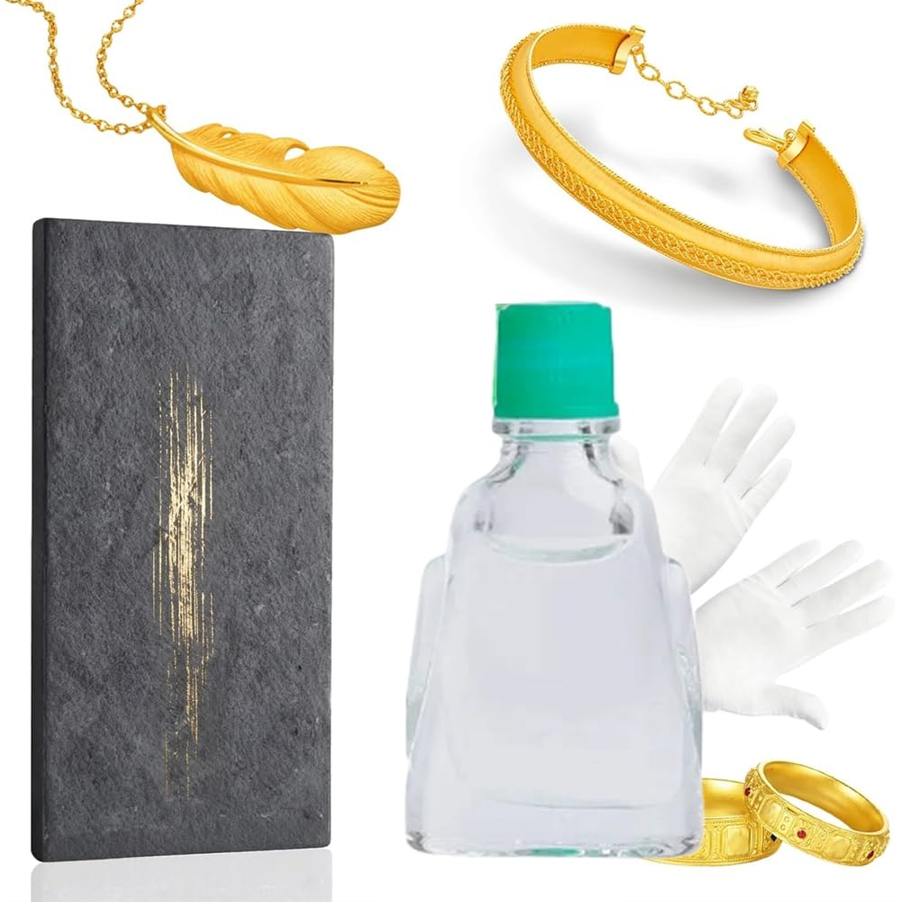 Ehwisbe Gold Testing Kit 10k 14k 18k 22k 24K, Silver Precious Metal Tester with 10g Solution, Test Stone, Gold Test Kit