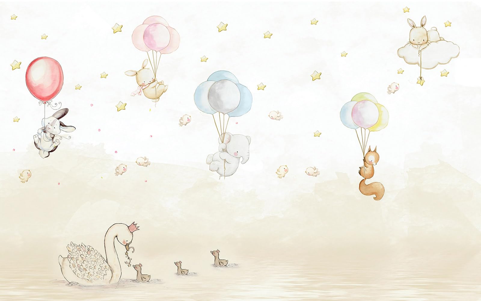 Panorama-Tapete für Kinder – Luftballons Tiere 3617680909775 – Breite 260 cm x Höhe 163 cm