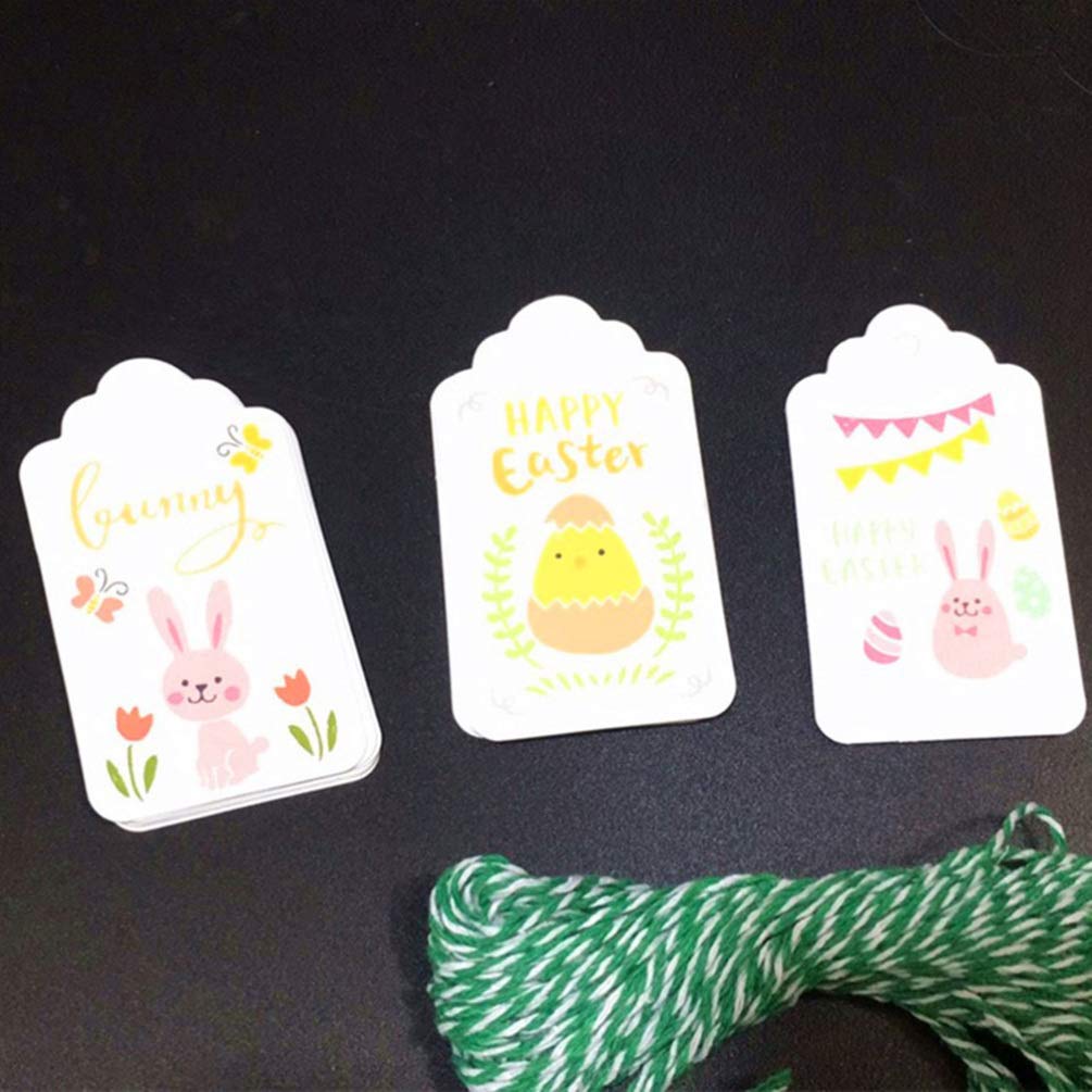 48 Etichette Regalo Pasquali A Forma Di Coniglio – 6 Motivi Misti, Con 50 Corde Di Cotone, Per Feste E Confezioni Regalo, MGPFERD