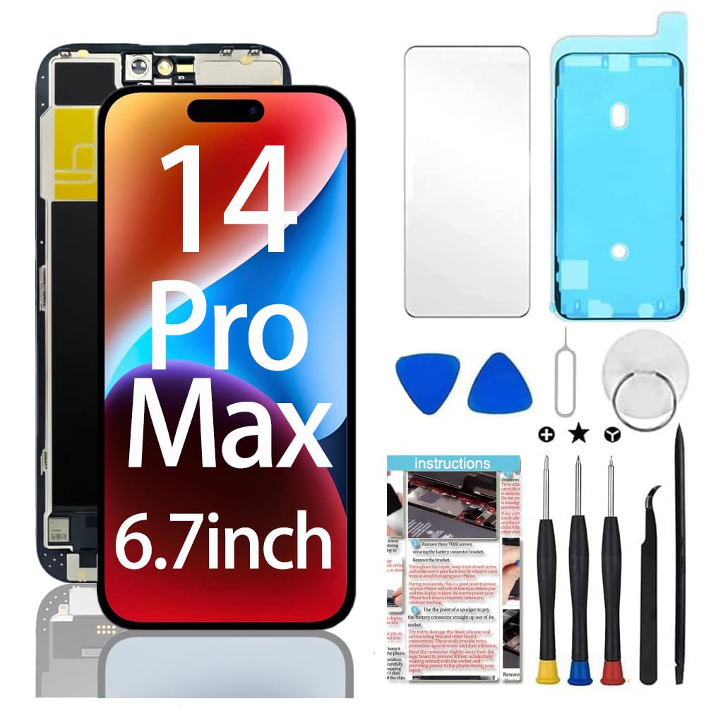 Photo 1 of TSIOFO for iPhone 14 Pro Max Screen Replacement 6.7 inch,3D Touch LCD Display Digitizer Assembly with Repair Tools,Compatible with Model A2894, A2651, A2893, A2896, A2895