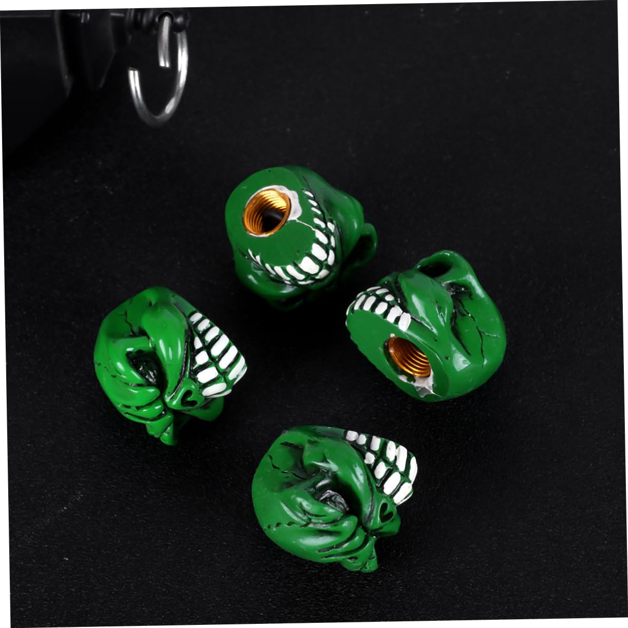 ABOOFAN 3juegos Tapa De Válvula De Neumático Diseño De Calavera Verde Accesorios para Moto y Bicicleta Fácil Instalación y Protección contra Barro y Agua
