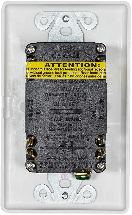 Eastman Tamper Resistant Self-Test Slim GFCI Outlet with LED Indicator and Wall Plate, 15 Amps 125 Volts, White, 62173