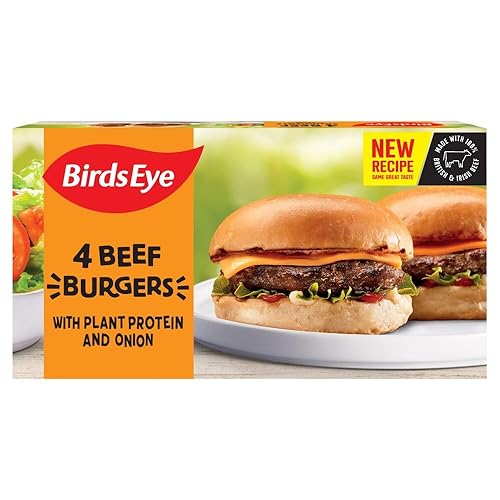 Birds Eye 4 Beef Burgers with Plant Protein and Onion 227g 227g x Pack of 3 - Pack of 3