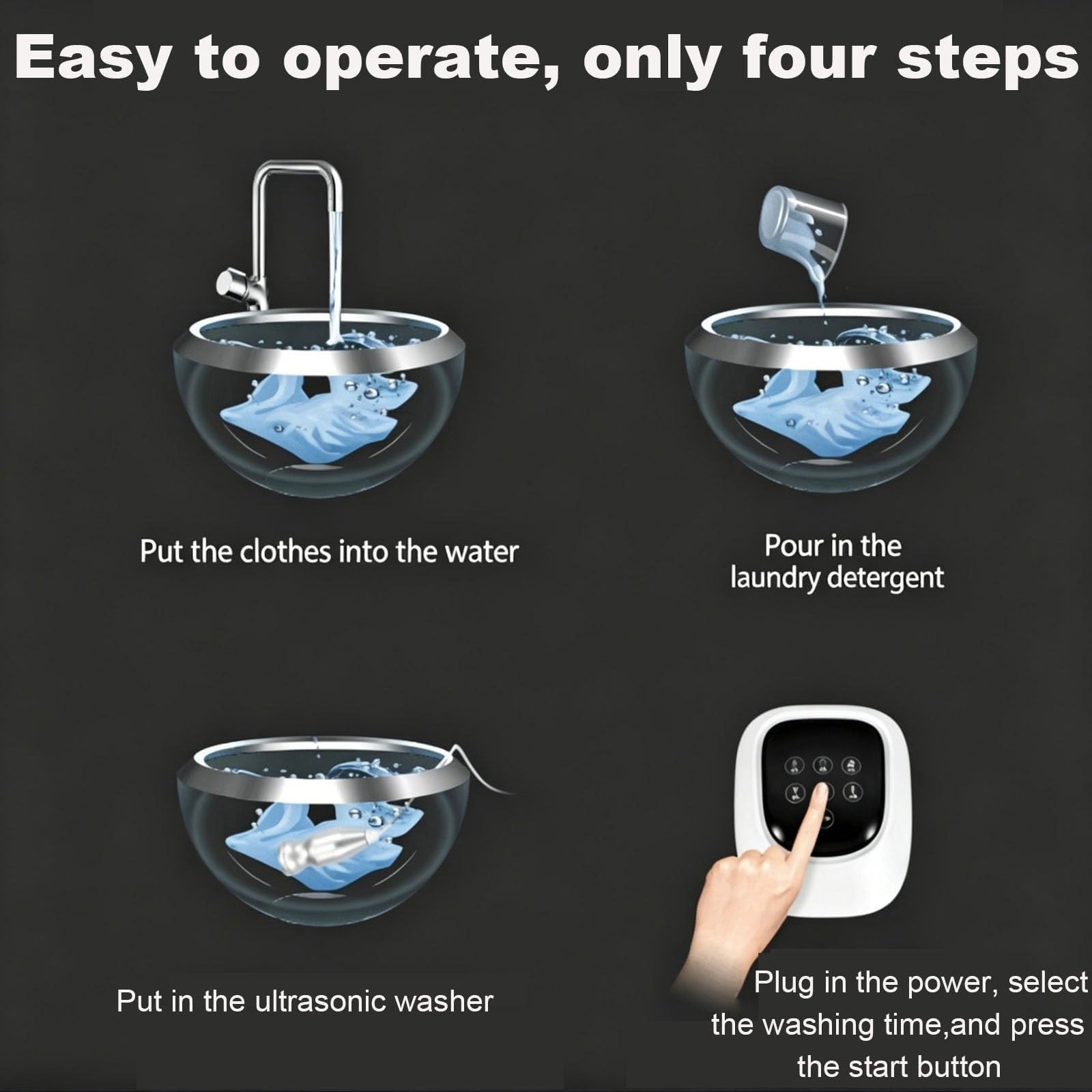 Lavastoviglie Ad Ultrasuoni Portatile nel Lavello, Detergente for Lavastoviglie Elettrico con Controllo Touch, Macchina for la Pulizia dei Gioielli ad Immersione, for Frutta Verdura Occhiali Vestiti