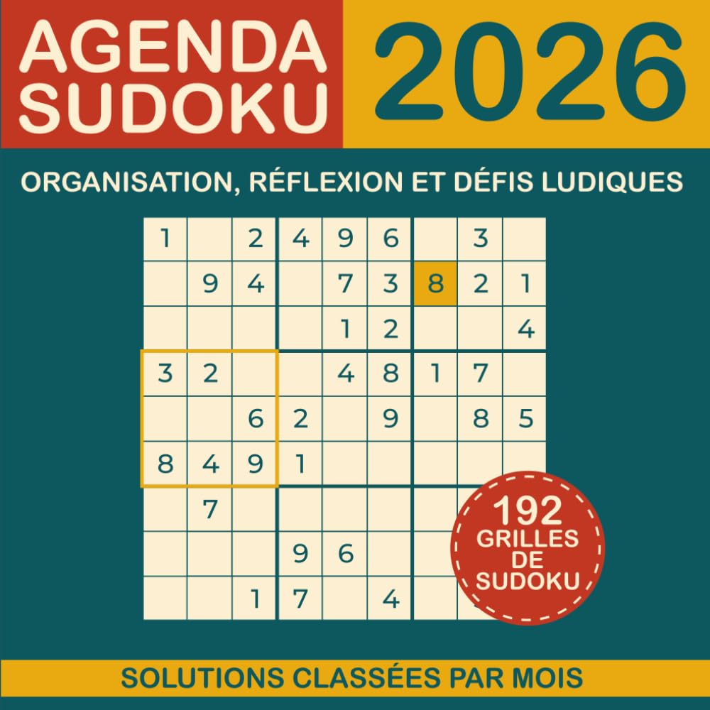 Agenda Sudoku 2026: Organisation, Réflexion et Défis ludiques