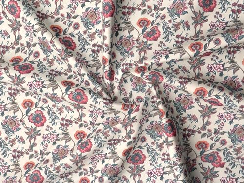 Image of RD TREND Presents Luxurious Glace Cotton Super Soft 210 TC 360 Elastic Fitted Bedsheets Single Bed Size (72 x 48 x 8 Inch) with 1 Pillow Cover Size (28 x18), Color- Beige, Floral