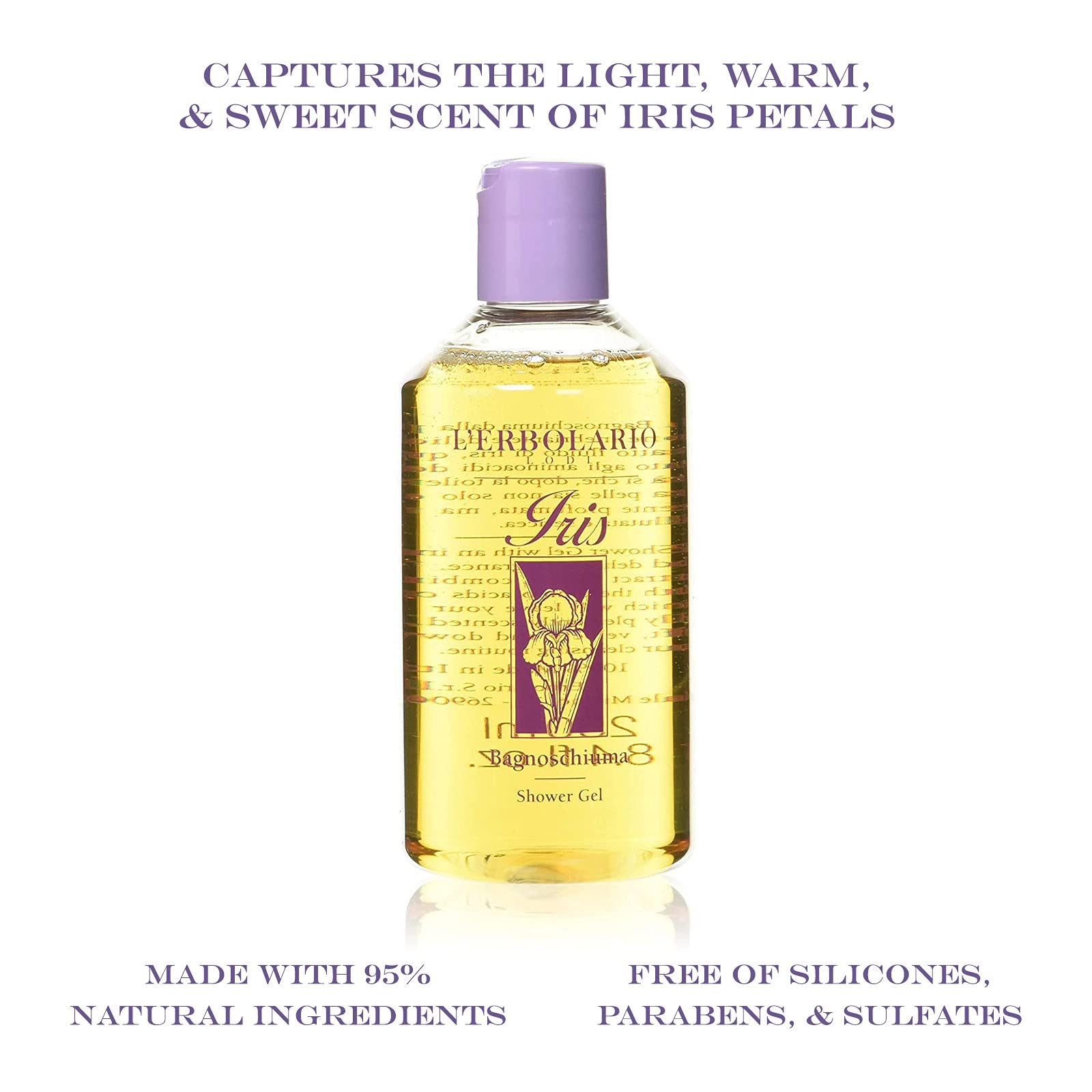 L'Erbolario, Crema Corpo Iris, Trattamento Idratante, Trattamento Vellutante e Ammorbidente, 300 ml & Iris vasca da bagno e gel doccia - 250 ml