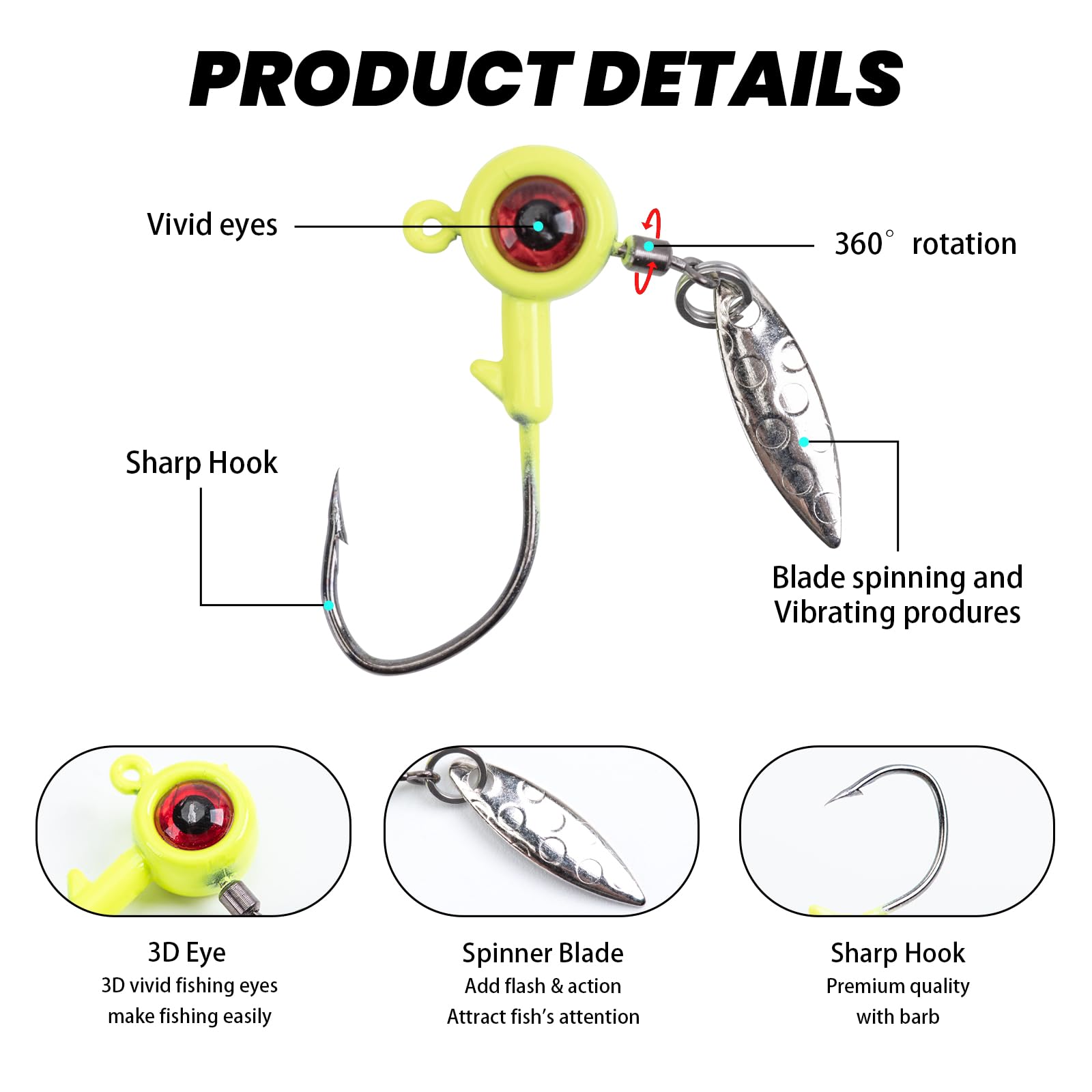 Amazon | Goture ジグヘッドスピナー ジグヘッド ブレード付き