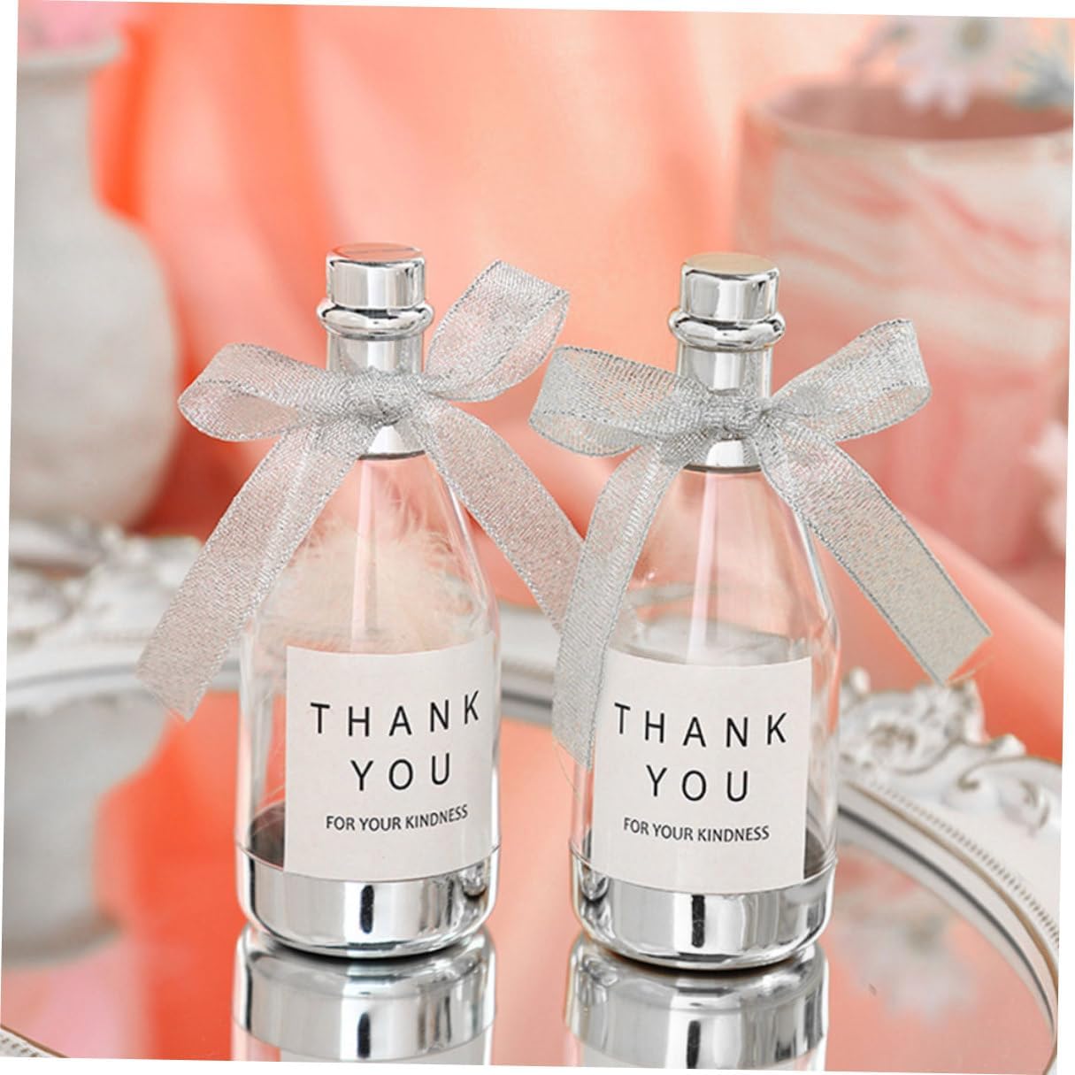 POPETPOP 20pcs Silver Large Bottle Shaped Candy Boxes Decorative Candy Containers Bridal Shower Favors Wedding Party Supplies Party Favor Containers for Adults