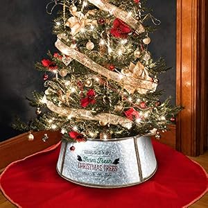 KIBAGA Farmhouse Christmas Tree Collar - Authentic Easy Set Up 23" Tree Ring for Shorter Trees and Pencil Trees - Beautiful Rustic Christmas Tree Skirt Decorates Your Home for The Holidays KIBAGA Farmhouse Christmas Tree Collar Authentic Easy Set Up 23 Tree Ring for Shorter Trees and Pencil Trees Beautiful Rustic Christmas Tree Skirt Decorates Your Home for The Holidays