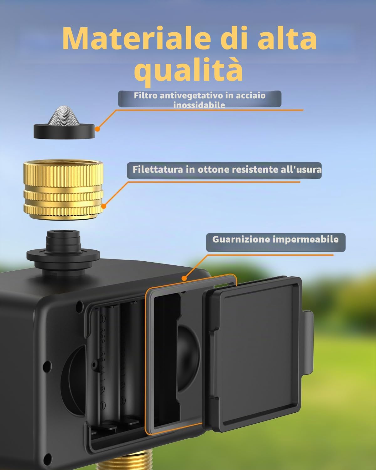 Diivoo Centralina Irrigazione WiFi 2 Zone con Ingresso Uscita in Ottone, Timer Irrigazione Smart Compatibile con APP e Vocale Alexa, Programmatore Irrigazione WiFi per Giardino, Prato